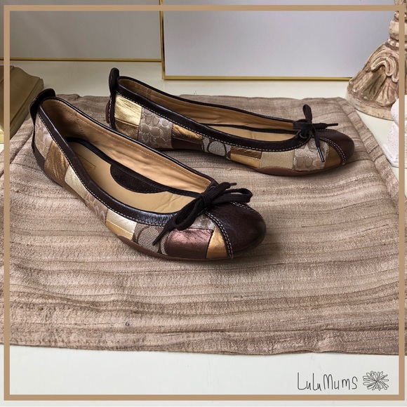Coach Jenilee Mosaic Metallic Ballet Driving Flat Leather Patchwork Shoes 8.5 M - Picture 3 of 7
